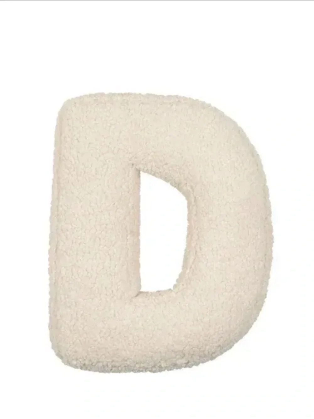 Letter ‘D’ Sherpa Throw Pillow - CREAM